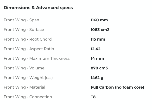 Sabfoil Leviathan PRO 1160 | T8 Hydrofoil Front Wing